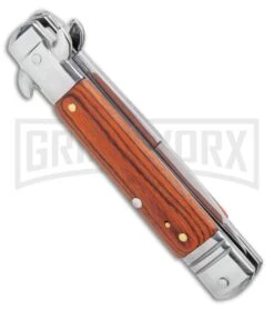 Milano 7.5" Lever Lock Automatic Knife Rosewood - Bayonet Satin -Kershaw Sale Store Milano 7.5 Lever Lock Automatic Knife Rosewood Bayonet Satin GX 33519 ns side large
