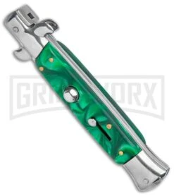 Milano 9" Green Acrylic Bayonet (4" Satin) -Kershaw Sale Store Milano 9in Green Acrylic Bayonet Satin GX 37523 jr spine large