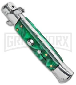 Milano 9" Italian Stiletto Green Swirl Automatic Knife - Bayonet Satin 6 Milano 9" Italian Stiletto Green Swirl Automatic Knife - Bayonet Satin -Kershaw Sale Store Milano 9in Italian Stiletto Green Swirl Auto Bayo GSE019MGRN GX 33524 jr spine large
