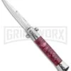 Milano 9" Italian Stiletto Red Marble Automatic Knife - Bayonet Satin -Kershaw Sale Store Milano 9in Italian Stiletto Red Marble Auto Bayo Satin GX 35772 jr large