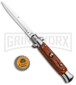 Milano 9" Rosewood Italian Style Automatic Knife - Bayonet Satin -Kershaw Sale Store Milano 9in Italian Stiletto Rosewood Auto Bayo GSE019WRD GX 33407 jr bottlecap large