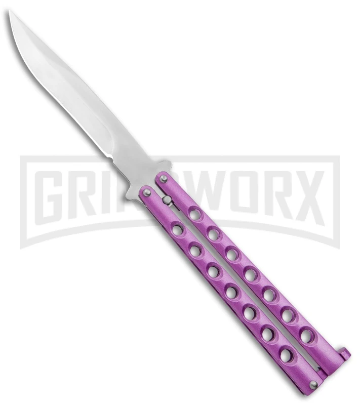 Light Purple Balisong Butterfly Knife - Satin Plain 1 Light Purple Balisong Butterfly Knife - Satin Plain