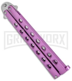 Light Purple Balisong Butterfly Knife - Satin Plain 6 Light Purple Balisong Butterfly Knife - Satin Plain -Kershaw Sale Store Pink Balisong Butterfly Satin Plain GX 37427 jr side large