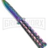 Rainbow Skull Balisong Drop Point Butterfly Knife -Kershaw Sale Store Rainbow Balisong Drop Point Butterfly Knife GX 37604 td large