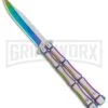 Rainbow Bone Balisong Drop Point Butterfly Knife - 2 Tone Plain -Kershaw Sale Store Rainbow Bone Balisong DP TT Plain GX 37368 jr large