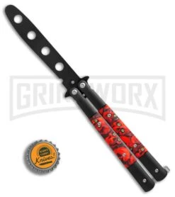 Red Demon Trainer Balisong Butterfly Knife - Black Plain -Kershaw Sale Store Red Demon Trainer butterfly black BP 20689 er bottlecap large