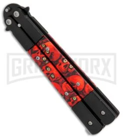 Red Demon Trainer Balisong Butterfly Knife - Black Plain -Kershaw Sale Store Red Demon Trainer butterfly black BP 20689 er spine large