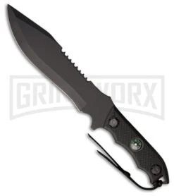 Rite Edge Militant Defender Black Fixed Blade Knife - Black Plain