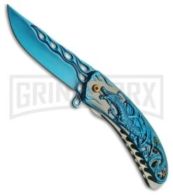 Rite Edge Searing Brute Blue Spring Assisted Knife - Blue Plain