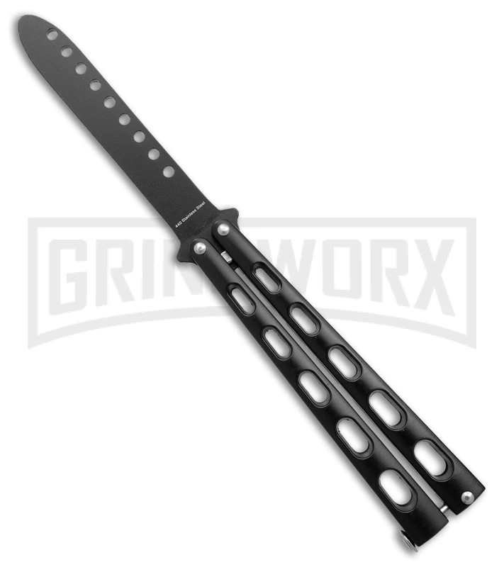Ronin Gear Black Balisong Trainer Butterfly Knife - Black Plain 1 Ronin Gear Black Balisong Trainer Butterfly Knife - Black Plain