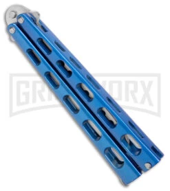Ronin Gear Blue Balisong Trainer Butterfly Knife - Satin Plain -Kershaw Sale Store Ronin Gear Blue Balisong Butterfly Trainer Satin BHQ 177221 jr side large