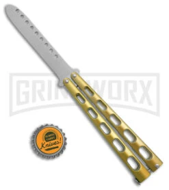 Ronin Gear Gold Balisong Trainer Butterfly Knife - Satin Plain -Kershaw Sale Store Ronin Gear Gold Balisong Butterfly Trainer Satin BHQ 177219 jr bottlecap large