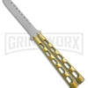 Ronin Gear Gold Balisong Trainer Butterfly Knife - Satin Plain 8 Ronin Gear Gold Balisong Trainer Butterfly Knife - Satin Plain -Kershaw Sale Store Ronin Gear Gold Balisong Butterfly Trainer Satin BHQ 177219 jr large