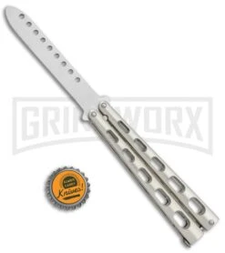 Ronin Gear Silver Balisong Trainer Butterfly Knife - Satin Plain -Kershaw Sale Store Ronin Gear Silver Balisong Trainer Butterfly Satin GX 37347 jr bottlecap large