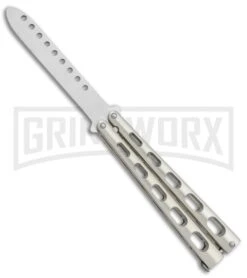 Ronin Gear Silver Balisong Trainer Butterfly Knife - Satin Plain