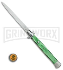 SKM 13" Italian Stiletto Green Pearlex Automatic Knife - Flat Grind -Kershaw Sale Store SKM 13in Italian Stiletto Green Pearlex flat grind BP 15856 er bottlecap large