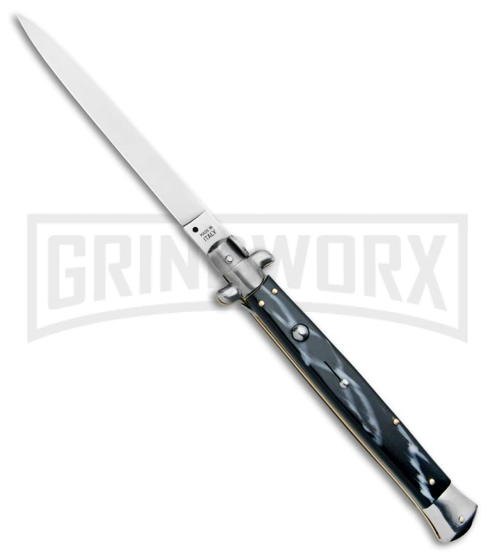 SKM 13" Italian Stiletto Sim Dark Horn Automatic Knife - Flat 1 SKM 13" Italian Stiletto Sim Dark Horn Automatic Knife - Flat