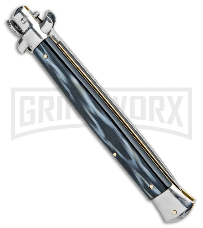 SKM 13" Italian Stiletto Sim Dark Horn Automatic Knife - Flat 3 SKM 13" Italian Stiletto Sim Dark Horn Automatic Knife - Flat - Image 3