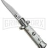 SKM 4.5" Italian Mini Stiletto White Pearlex Automatic Knife - Clip Point -Kershaw Sale Store SKM 4.5in Stiletto White Pearlex Clip Point BHQ 52387 jr large