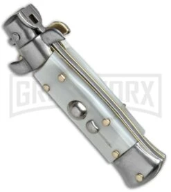 SKM 4.5" Italian Mini Stiletto White Pearlex Automatic Knife - Clip Point 4 SKM 4.5" Italian Mini Stiletto White Pearlex Automatic Knife - Clip Point -Kershaw Sale Store SKM 4.5in Stiletto White Pearlex Clip Point BHQ 52387 jr spine large