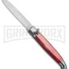 SKM 9.5" Red Acrylic Fancy Lever Lock Automatic Stiletto Knife - Satin Bayo -Kershaw Sale Store SKM 9.5in Fancy Acrylic LL Stiletto Bayo Red BP 19170 jr 2 large