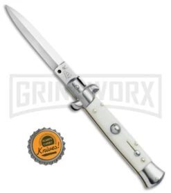 SKM/AB 8" Italian Stiletto Sim Ivory Automatic Knife - Dagger Satin -Kershaw Sale Store SKM AB Italian Stiletto Sim Ivory Dagger Satin BHQ 75624 jr bottlecap large