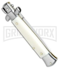 SKM/AB 8" Italian Stiletto Sim Ivory Automatic Knife - Dagger Satin -Kershaw Sale Store SKM AB Italian Stiletto Sim Ivory Dagger Satin BHQ 75624 jr side large