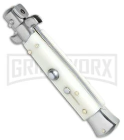 SKM/AB 8" Italian Stiletto Sim Ivory Automatic Knife - Dagger Satin -Kershaw Sale Store SKM AB Italian Stiletto Sim Ivory Dagger Satin BHQ 75624 jr spine large