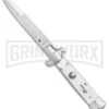 SKM 5.5" Italian Stiletto White Pearlex Automatic Knife - Bayonet -Kershaw Sale Store SKM AB Italian Stiletto White Pearlex Auto Bayo GX 31315 er large