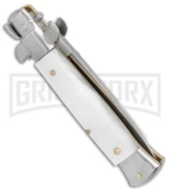 SKM 5.5" Italian Stiletto White Pearlex Automatic Knife - Bayonet -Kershaw Sale Store SKM AB Italian Stiletto White Pearlex Auto Bayo GX 31315 er side large