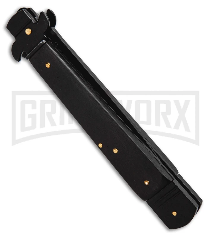 SKM 9.75" Slimline Black Wood Leverlock Automatic Knife - Black 3 SKM 9.75" Slimline Black Wood Leverlock Automatic Knife - Black - Image 3