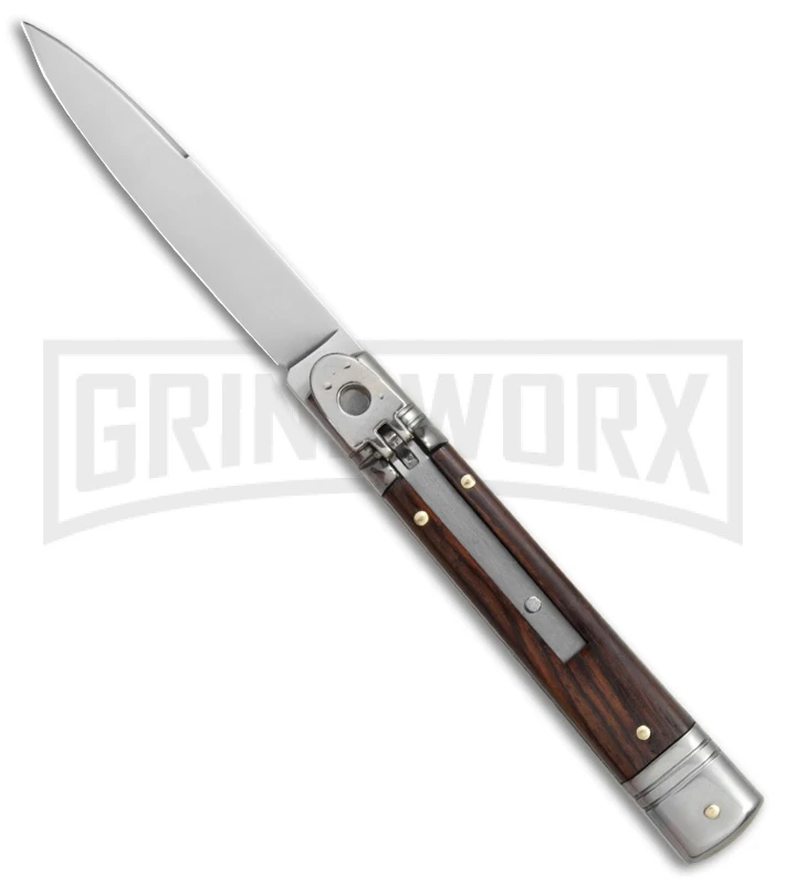SKM 7.75" Slimline Cocobolo Leverlock Automatic Knife- Satin Swedge 1 SKM 7.75" Slimline Cocobolo Leverlock Automatic Knife- Satin Swedge