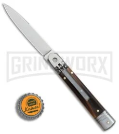 SKM 7.75" Slimline Brazilian Lever Lock Automatic Knife- Satin Swedge -Kershaw Sale Store SKM Slimline leverlock brazilian horn satin BHQ 81881 er bottlecap large