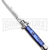 SKM 9" Marble Blue Acrylic Automatic Stiletto Knife - Satin Bayonet 4 SKM 9" Marble Blue Acrylic Automatic Stiletto Knife - Satin Bayonet -Kershaw Sale Store SKM Stiletto Automatic Bayonet Knife Blue BHQ 95295 ns large
