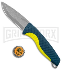 SOG Aegis FX Indigo Blue/Acid Yellow GRN Fixed Blade Knife - Stonewash Plain -Kershaw Sale Store SOG Aegis Fx Indigo Acid Yellow BHQ 145912 jr bottlecap large 1
