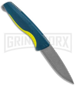 SOG Aegis FX Indigo Blue/Acid Yellow GRN Fixed Blade Knife - Stonewash Plain -Kershaw Sale Store SOG Aegis Fx Indigo Acid Yellow BHQ 145912 jr spine large 1