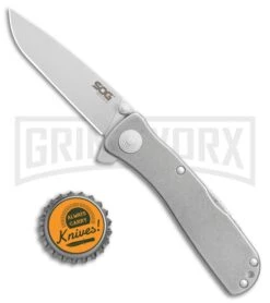 SOG Knives Twitch II LT Stonewash Spring Assist Knife - Satin Plain -Kershaw Sale Store SOG Twitch II LT SW Satin TWI 18BX BHQ 77262 jr bottlecap 2 large