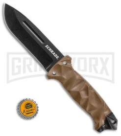 Schrade SCHF40D Brown TPE Fixed Blade Knife - Black Plain -Kershaw Sale Store Schrade 11in brown TPE black SCHF40D BHQ 62024 er size large