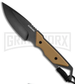 Schrade Ultra Glide Tan Fixed Blade Knife - Black Plain