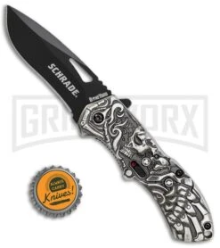 Schrade Lazy Bones Boneyard Series MAGIC Spring Assisted Knife - Black Plain -Kershaw Sale Store Schrade Boneyard Lazy Bones MAGIC SA Black SCHA16B BHQ 62002 jr bottlecap large
