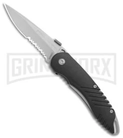 Schrade Knives Extreme Survival Black Spring Assisted Knife - Bead Blast Serr