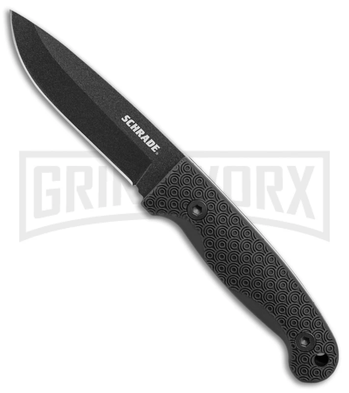 Schrade Large Frontier Black TPE Fixed Blade Knife - Black Plain 1 Schrade Large Frontier Black TPE Fixed Blade Knife - Black Plain