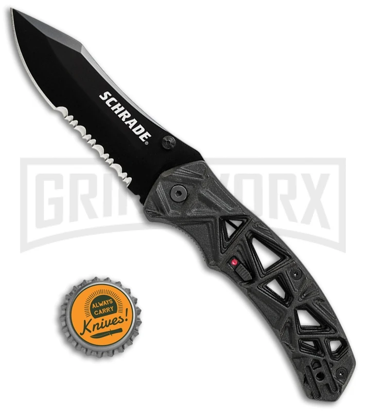 Schrade Shizzle MAGIC Black Spring Assisted Knife - Black Serr 4 Schrade Shizzle MAGIC Black Spring Assisted Knife - Black Serr - Image 4