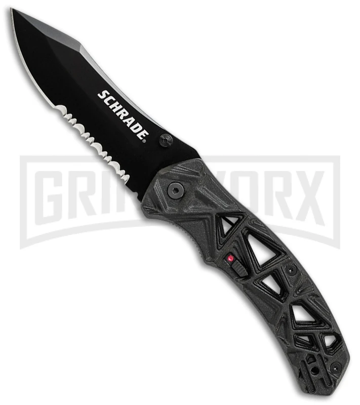 Schrade Shizzle MAGIC Black Spring Assisted Knife - Black Serr 1 Schrade Shizzle MAGIC Black Spring Assisted Knife - Black Serr