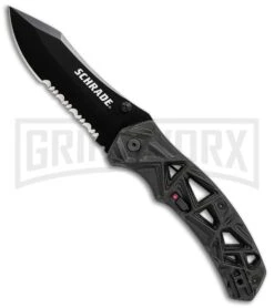 Schrade Shizzle MAGICBlack Spring Assisted Knife - Black Serr