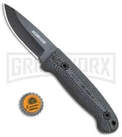 Schrade Small Frontier Micarta Fixed Blade With Ferro Rod - Black SW Plain -Kershaw Sale Store Schrade Small Frontier Ferro Rod Micarta Black SW SCHF56M BHQ 62040 jr bottlecap large