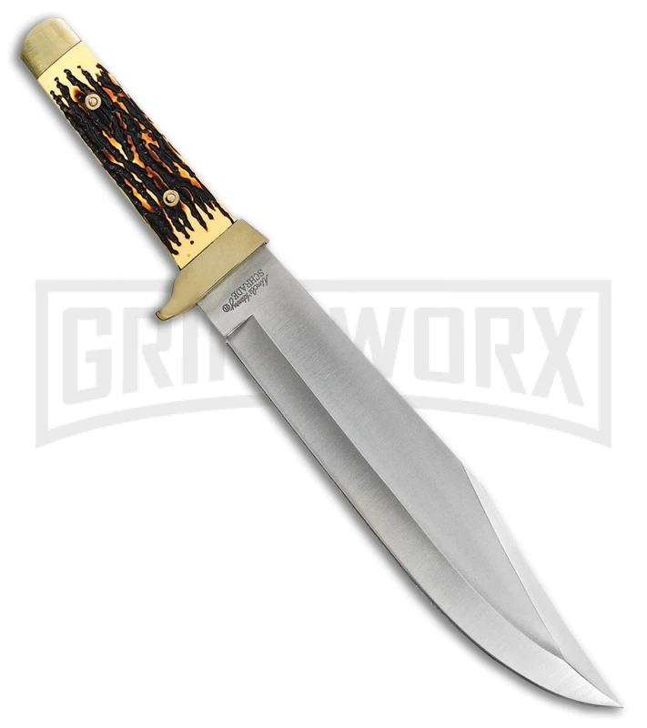 Schrade Bowie Staglon Fixed Blade Knife - Satin Plain 1 Schrade Bowie Staglon Fixed Blade Knife - Satin Plain