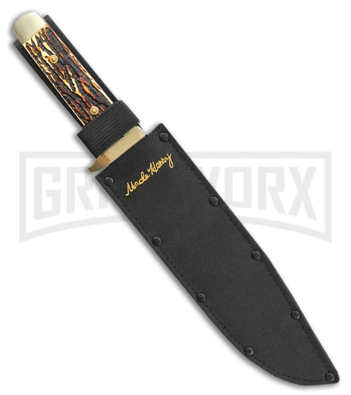 Schrade Bowie Staglon Fixed Blade Knife - Satin Plain 2 Schrade Bowie Staglon Fixed Blade Knife - Satin Plain - Image 2