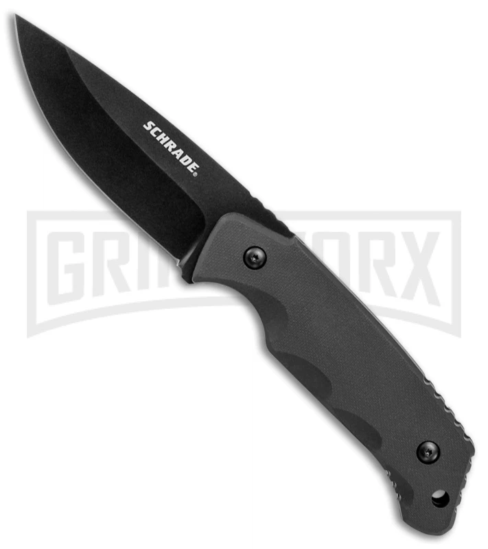 Schrade SCHF49 Black TPE Full Tang Fixed Blade - Black Plain 1 Schrade SCHF49 Black TPE Full Tang Fixed Blade - Black Plain