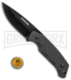 Schrade SCHF49 Black TPE Full Tang Fixed Blade - Black Plain 5 Schrade SCHF49 Black TPE Full Tang Fixed Blade - Black Plain -Kershaw Sale Store Schrade full tang black TPE black SCHF49 BHQ 62030 er size large